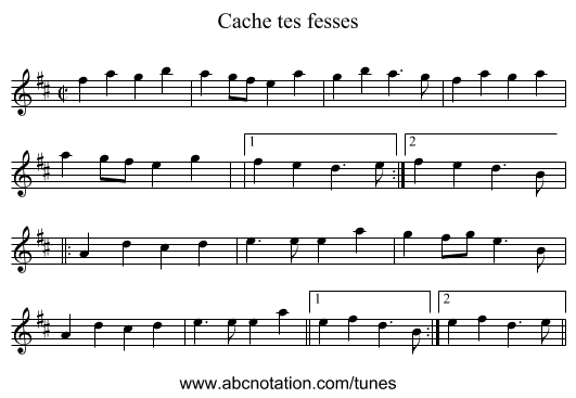 Cache tes fesses - staff notation