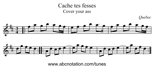 Cache tes fesses - staff notation