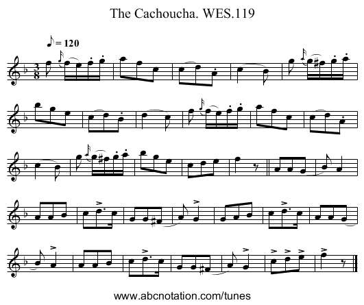 Cachoucha. WES.119, The - staff notation