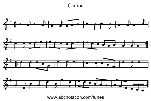 Cacina - staff notation