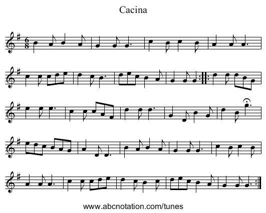 Cacina - staff notation
