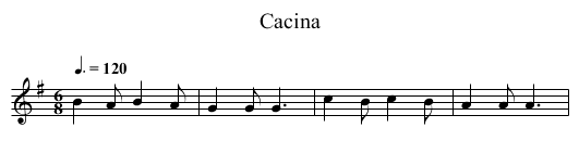 Cacina - staff notation