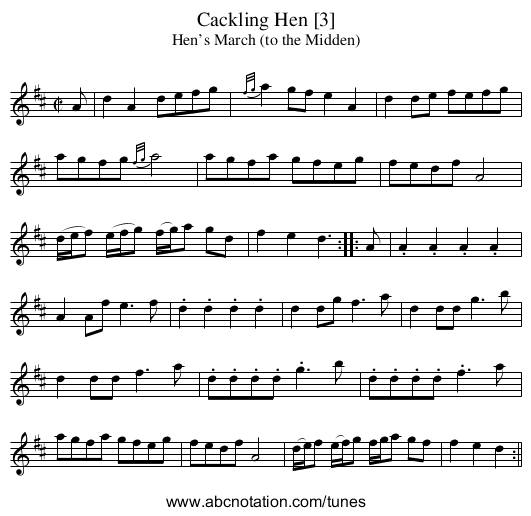 Cackling Hen [3] - staff notation