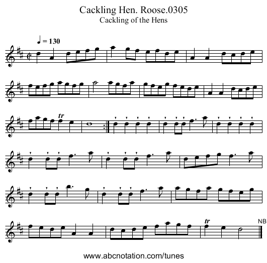 Cackling Hen. Roose.0305 - staff notation