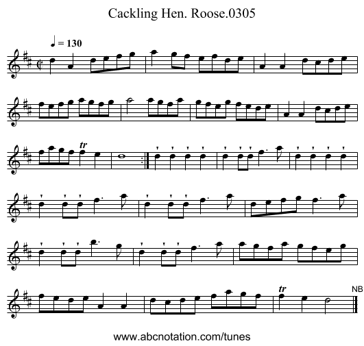 Cackling Hen. Roose.0305 - staff notation