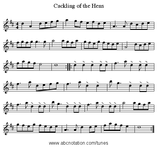 Cackling of the Hens - staff notation