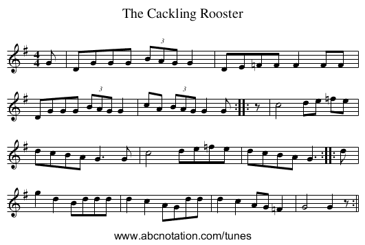 Cackling Rooster, The - staff notation