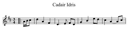 Cadair Idris - staff notation