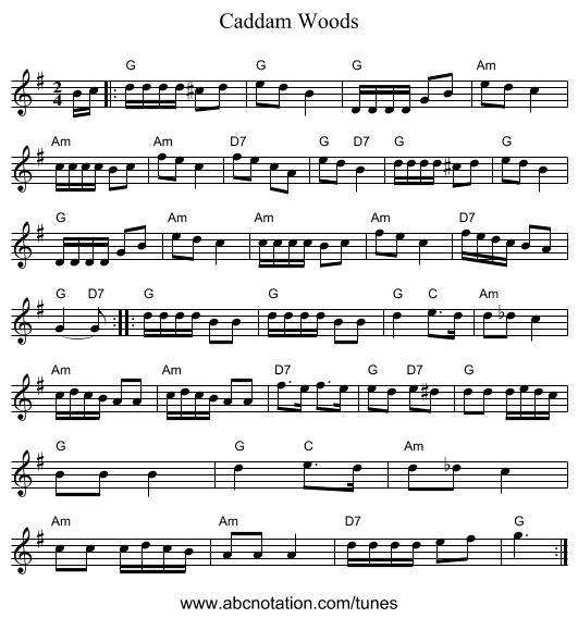 Caddam Woods - staff notation