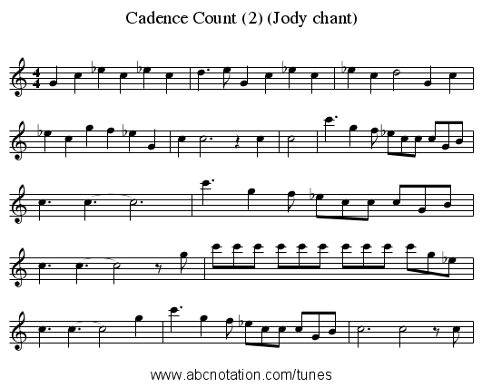 Cadence Count (2) (Jody chant) - staff notation