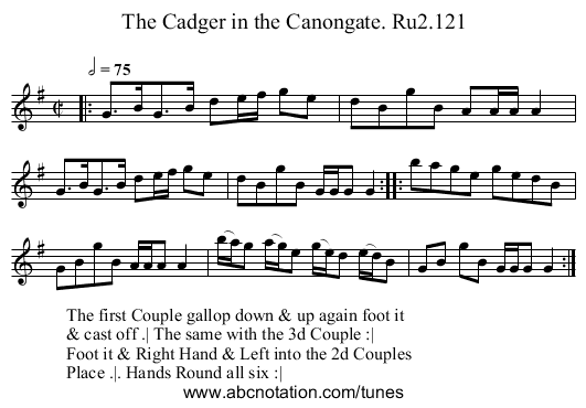 Cadger in the Canongate. Ru2.121, The - staff notation