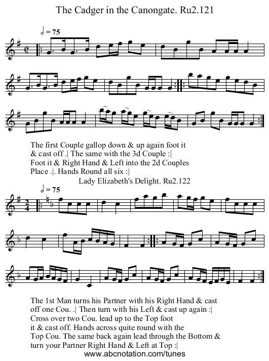 Cadger in the Canongate. Ru2.121, The - staff notation