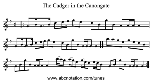 Cadger in the Canongate, The - staff notation