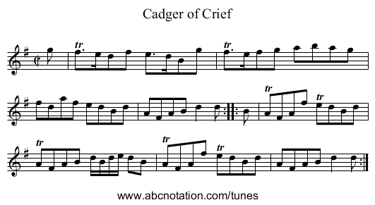 Cadger of Crief - staff notation