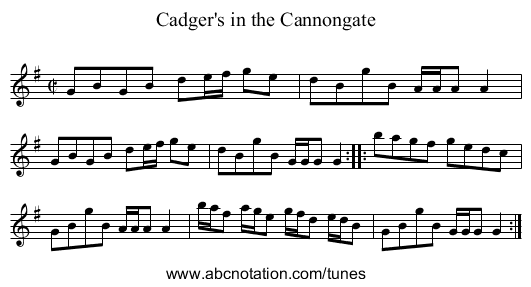 Cadger's in the Cannongate - staff notation