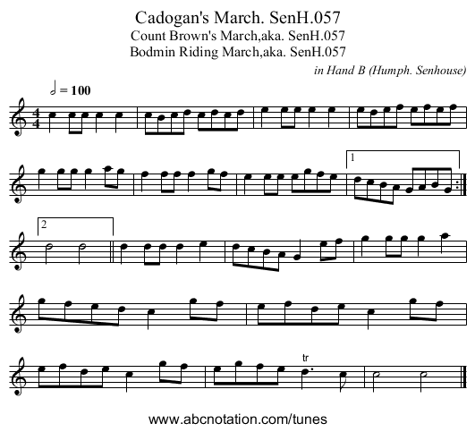 Cadogan's March. SenH.057 - staff notation