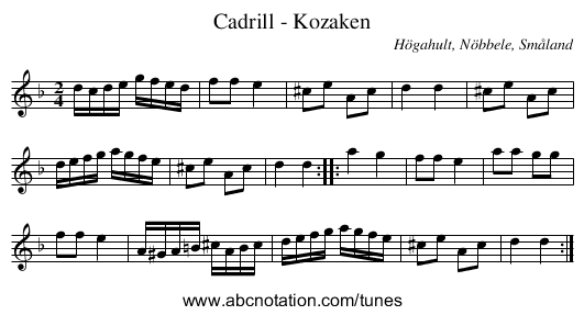 Cadrill - Kozaken - staff notation
