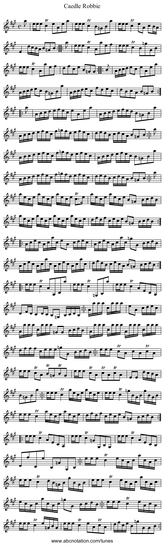 Caedle Robbie - staff notation