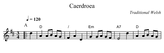 Caerdroea - staff notation