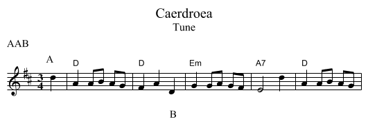 Caerdroea - staff notation