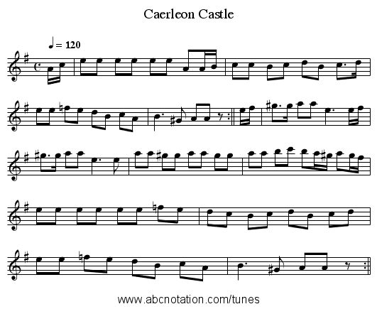 Caerleon Castle - staff notation
