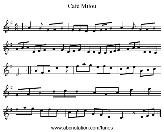 Café Milou - staff notation
