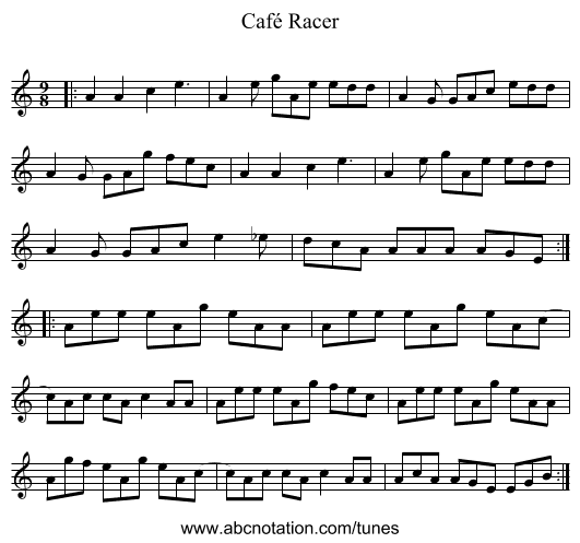 Café Racer - staff notation