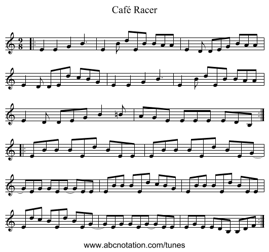 Café Racer - staff notation