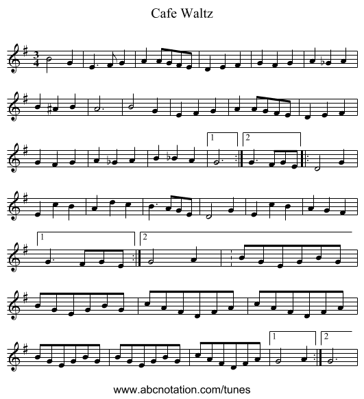 Cafe Waltz - staff notation