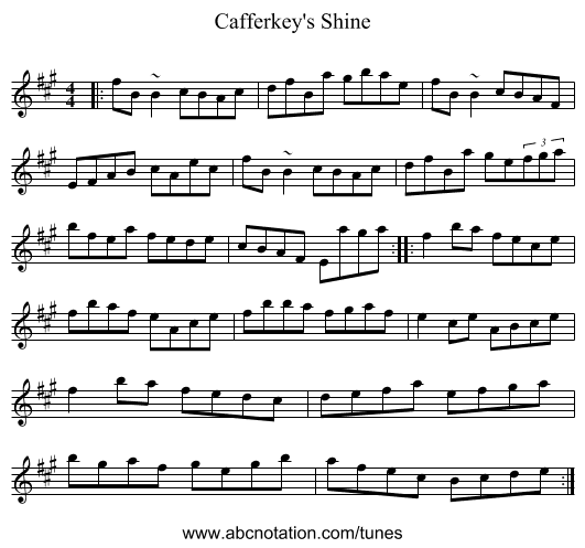 Cafferkey's Shine - staff notation