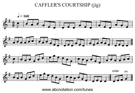 CAFFLER'S COURTSHIP (jig) - staff notation