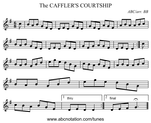CAFFLER'S COURTSHIP, The - staff notation