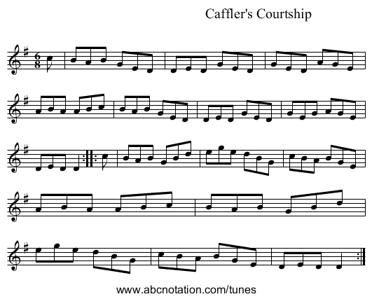 Caffler's Courtship  - staff notation