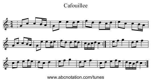 Cafouillee - staff notation