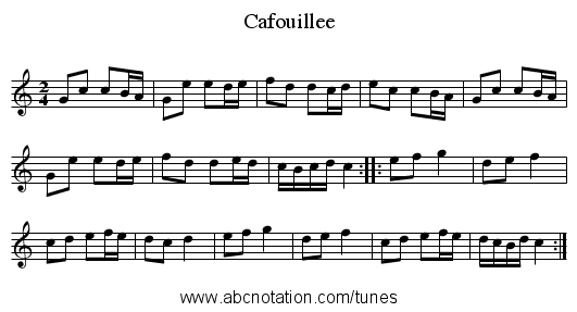 Cafouillee - staff notation