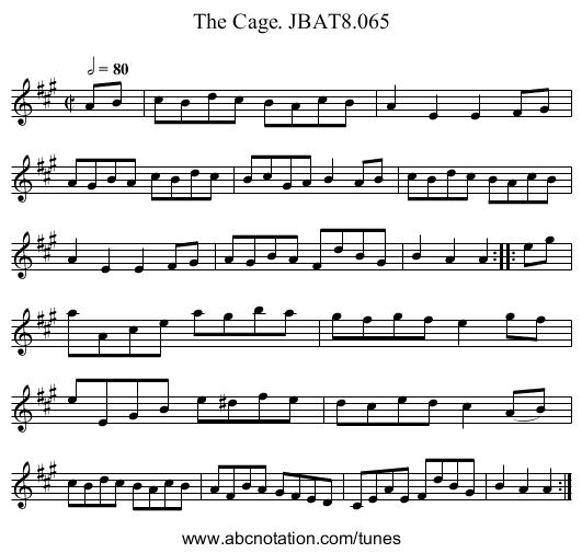 Cage. JBAT8.065, The - staff notation