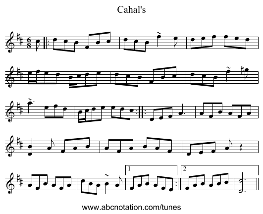 Cahal's - staff notation