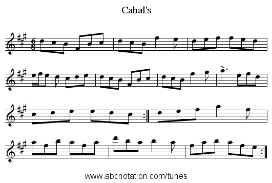 Cahal's - staff notation