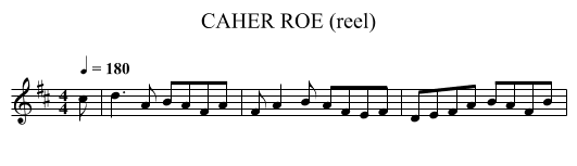 CAHER ROE (reel) - staff notation