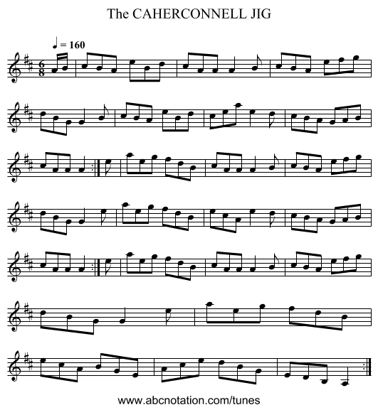 CAHERCONNELL JIG, The - staff notation