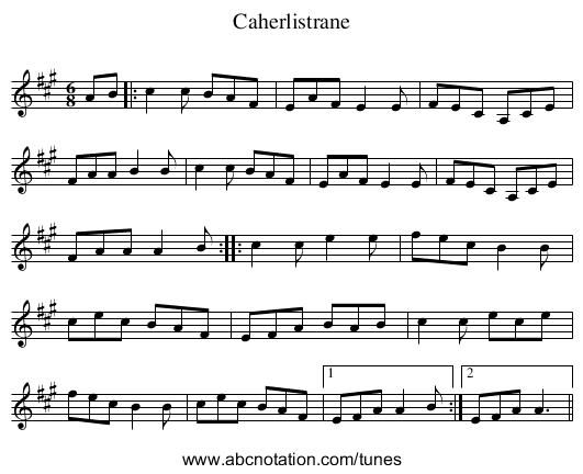 Caherlistrane - staff notation