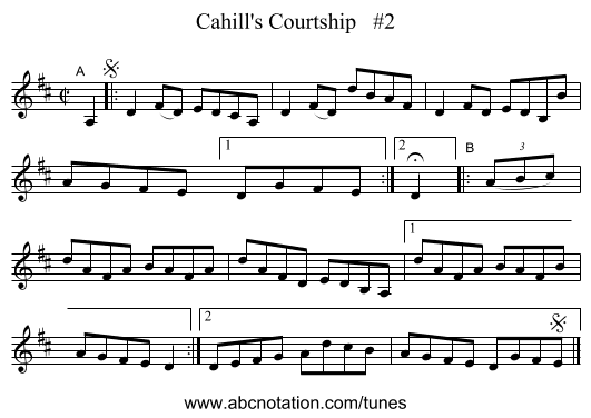 Cahill's Courtship   #2 - staff notation