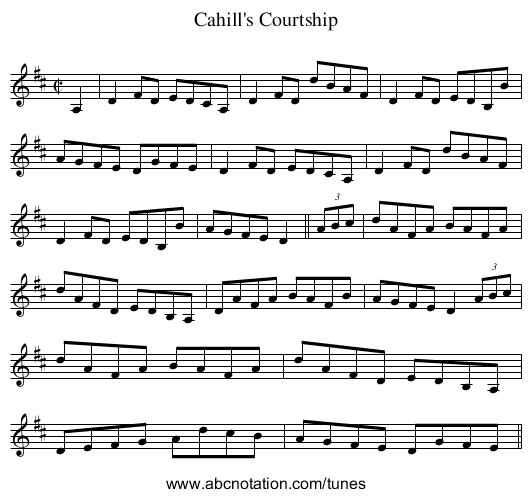 Cahill's Courtship - staff notation