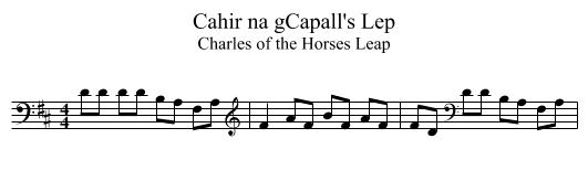 Cahir na gCapall's Lep - staff notation