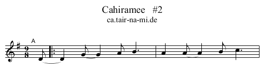 Cahiramee   #2 - staff notation