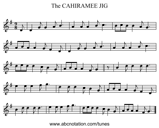 CAHIRAMEE JIG, The - staff notation