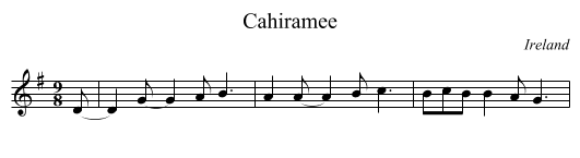 Cahiramee - staff notation