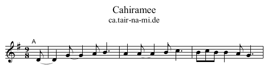Cahiramee - staff notation
