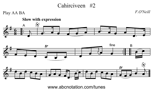 Cahirciveen   #2 - staff notation