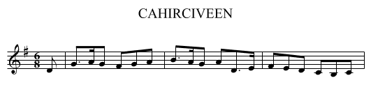 CAHIRCIVEEN - staff notation